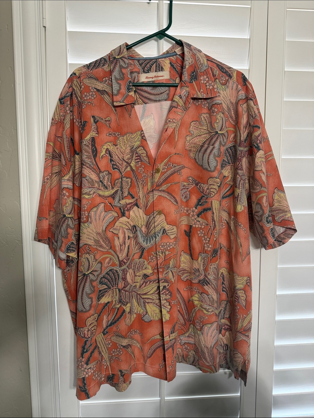 Tommy Bahama Orange Floral Collar Button Shirt